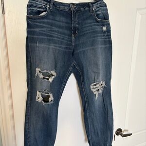 Silver Distressed Blue Jeans SZ18W/L27